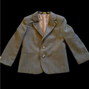 Boys Pinstriped Brown Blazer